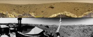 Two panoramas from Mars, Pathfinder and Viking 1